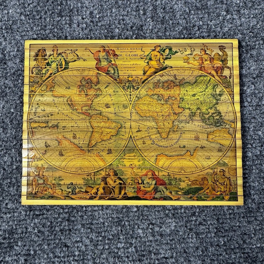 1792 Jan Barend Elwe Antique World Map Mappe Monde du Globe Terrestre Art Wood
